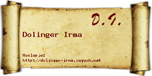 Dolinger Irma névjegykártya